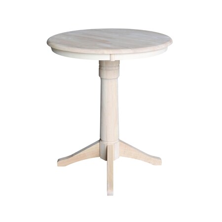 International Concepts Round 30 in Round Top Pedestal Table, 40.9 inH, Unfinished, 30 W, 30 L, 41.9 in H, Wood, Unfinished K-30RT-27B-6B-2